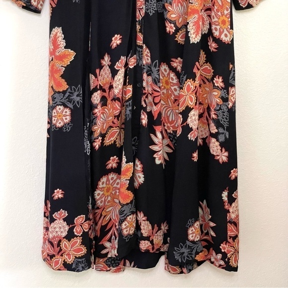 Free People Miranda Floral Button Front Midi Dress Black Combo 2 - Picture 9 of 16